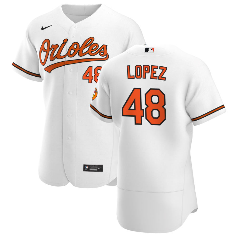 Baltimore Orioles #48 Jorge Lopez Men Nike White Home 2020 Authentic Player MLB Jersey